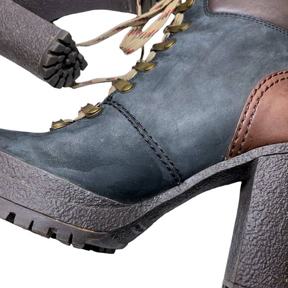 See By Chloe Eileen Lug Sole High Heel Lace Up Suede Leather Ankle Boot Black 36 - Picture 13 of 13